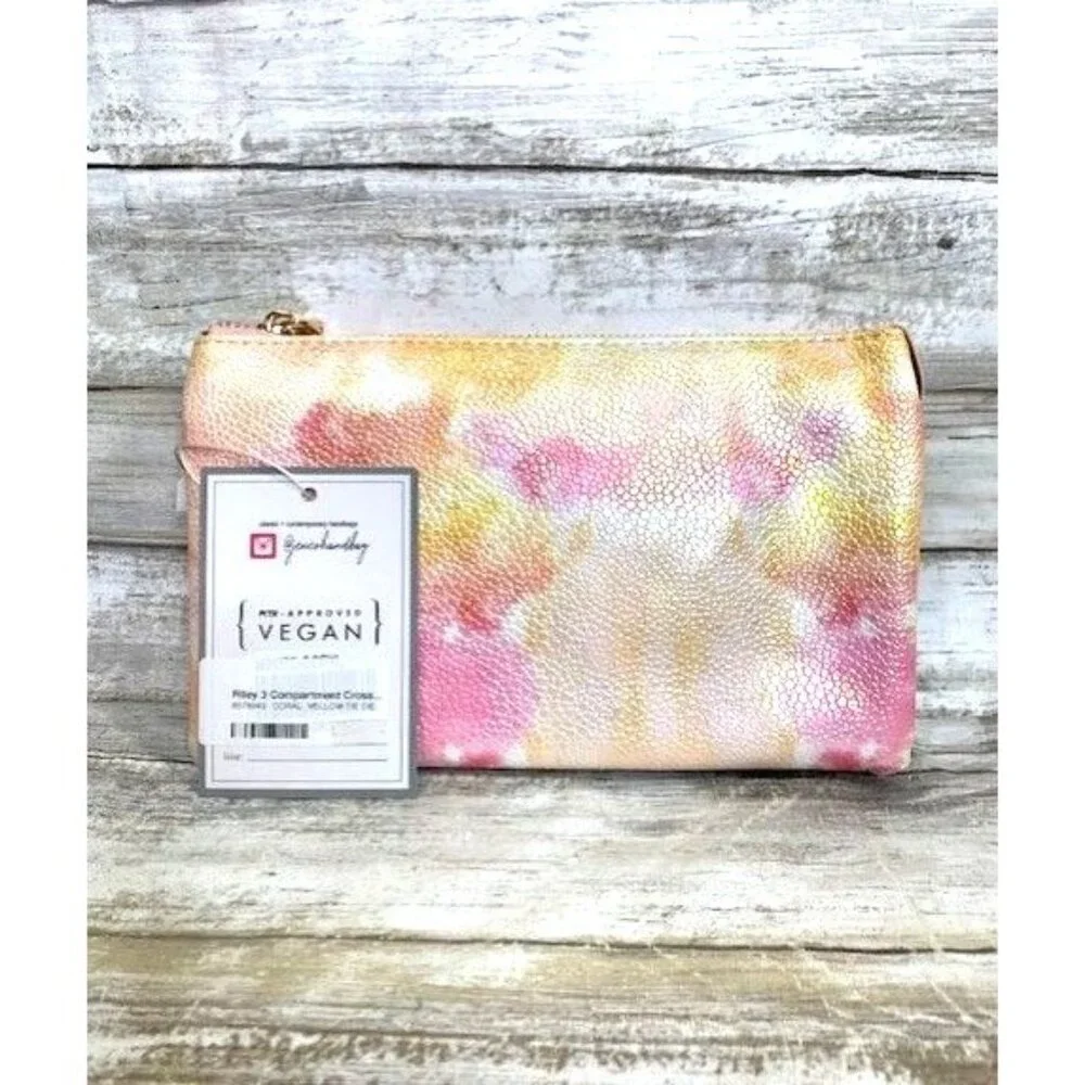 Jen & Co Vegan Leather Coral Yellow Crossbody Clutch with Detachable Straps‎